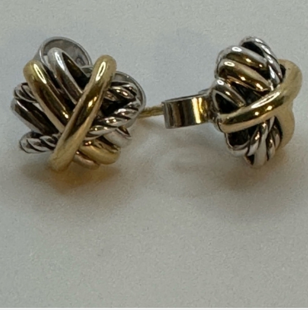 🌹. David Yurman Crossover Stud Earrings Sterling & 18K Yellow Gold